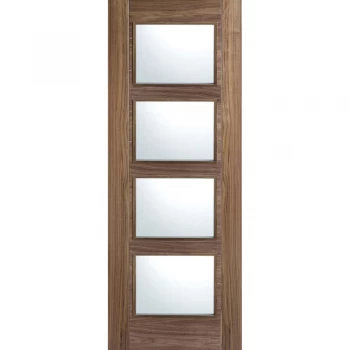 Image of LPD Vancouver Fully Finished Walnut 4 Light Clear Glazed Internal Door - 1981mm x 686mm (78 inch x 27 inch)