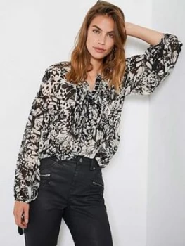 Image of Mint Velvet Kelly Print Boho Blouse - Neutral