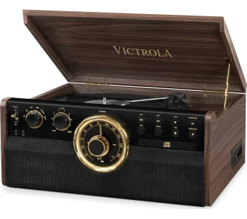 Image of VICTROLA Empire VTA-270B 6-in-1 Belt Drive Bluetooth Music Centre - Mahogany