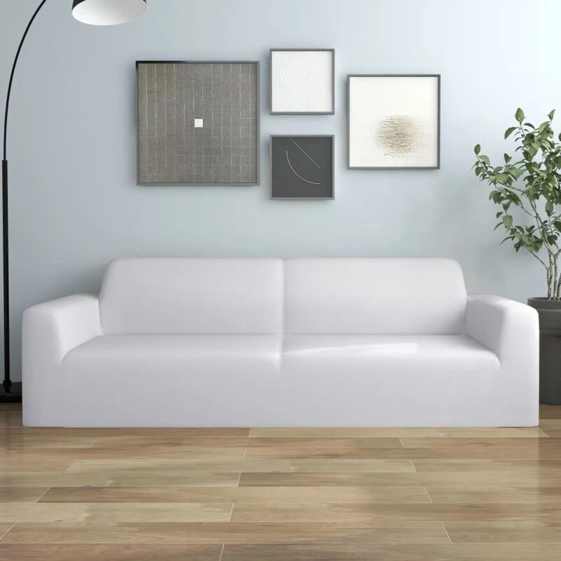 Image of VIDAXL 3-Seater Stretch Couch Slipcover White Polyester Jersey Vidaxl 8720286492079
