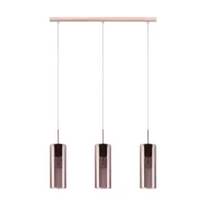 Image of Pendant Light Satin Nickel Shade Copper Coloured Glass Vaporized Bulb E27 3x15W