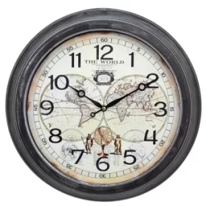 Image of Decorative Rustic Globe Map Design Wall Clock