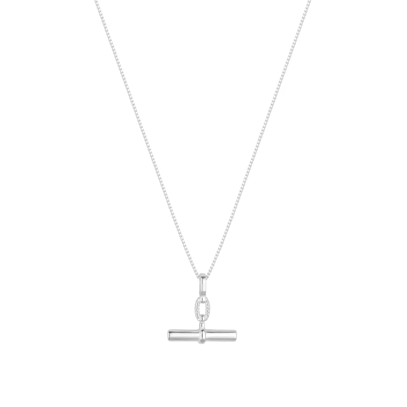 Image of Simply Silver Sterling Silver 925 Textured T Bar Necklace Jewellery Sets One Size Silver 71573911000