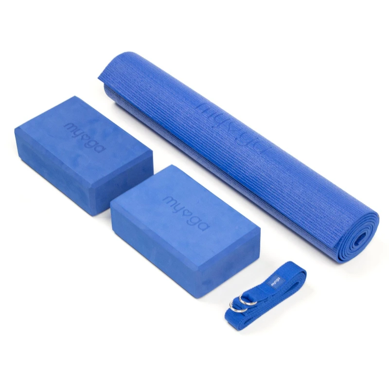 Image of Myga Yoga Entry Mat Strap Pair of Blocks Blue unisex Turquoise