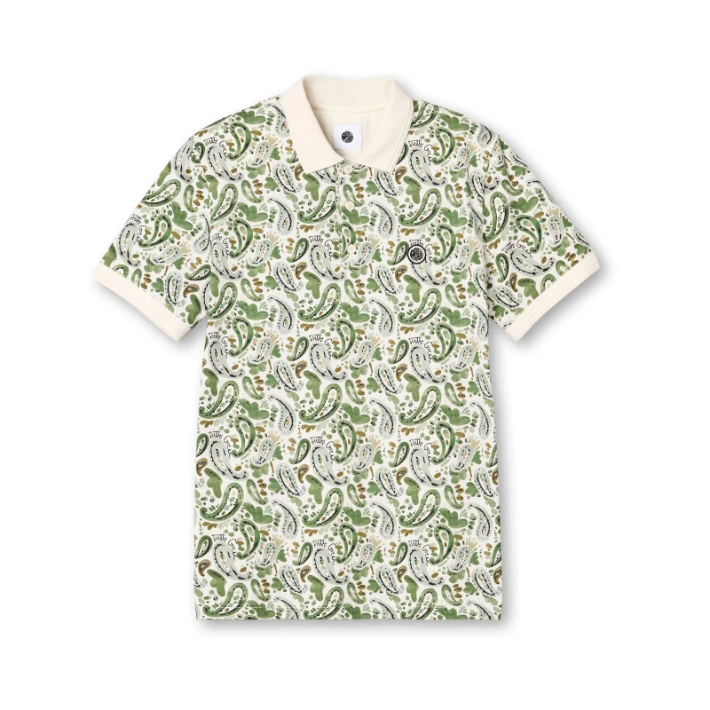 Image of Pretty Green Mens Aquarelle Paisley Short-Sleeve Polo Shirt Stone male Small