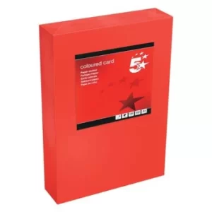 Image of 5 Star Office Coloured Card Tinted 160gsm A4 Deep Red [Pack 250]