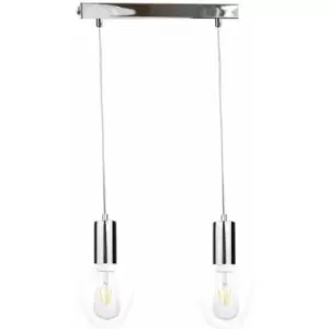 Image of Keter Verre Bar Pendant Ceiling Light Silver, 50cm, 2x E27