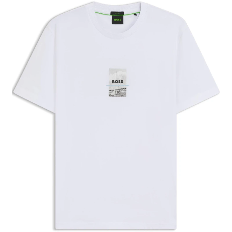 Image of Boss Mens HBG Photo T-Shirt, Intricate Artwork White male S