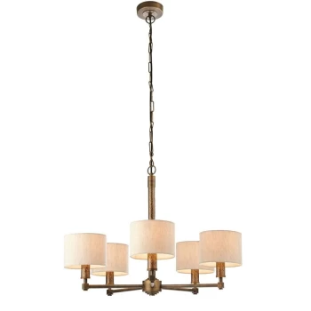 Image of Endon Directory Lighting - Endon Indara - 5 Light Multi Arm Pendant Aged Bronze, Aged Hammered Bronze Plate, E14