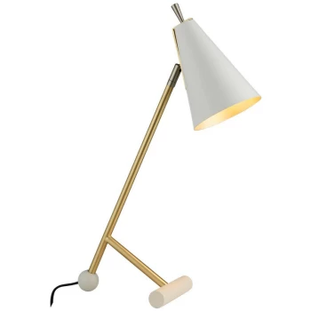 Image of Merano Alta Table Lamp Satin Brass Plate & Matt White Paint