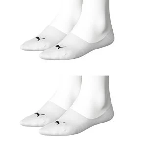Image of Puma unisex invisible sports socks, pack of 4 - White - 9/11