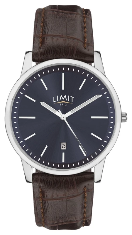 Image of Limit 5745.01 Mens Brown Leather Strap Blue Dial Watch