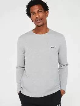 Image of BOSS Bodywear Waffle Long Sleeve Lounge Top, Grey Size M Men