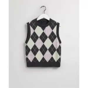 Image of Gant Girls Argyle Vest - Grey