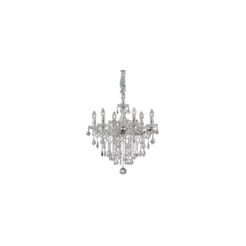 Image of Ideal Lux Florian - 6 Light Crystal Chandelier Chrome Finish, E14