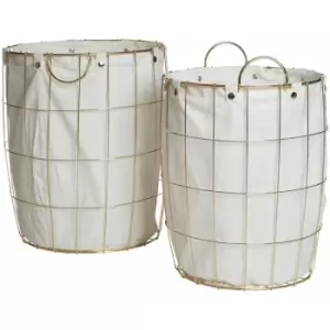 Image of Premier Housewares Round Gold Wire Laundry Basket - Set of 2