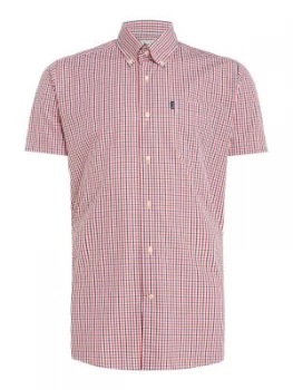 Image of Mens Barbour Alston gingham short sleeve shirt Red