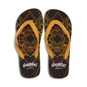 Image of BeachyFeet Mens Sleek Flip Flops (7 UK-8 UK) (Black/Orange)