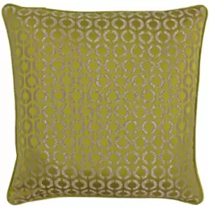 Image of Riva Paoletti Piccadilly Geometric Circle Jacquard Weave Cushion Cover, Gold/Plum, 50 x 50 Cm