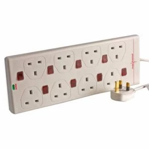 Image of Zexum 2M 8G White Surge Protected Individually Switched Extension Socket