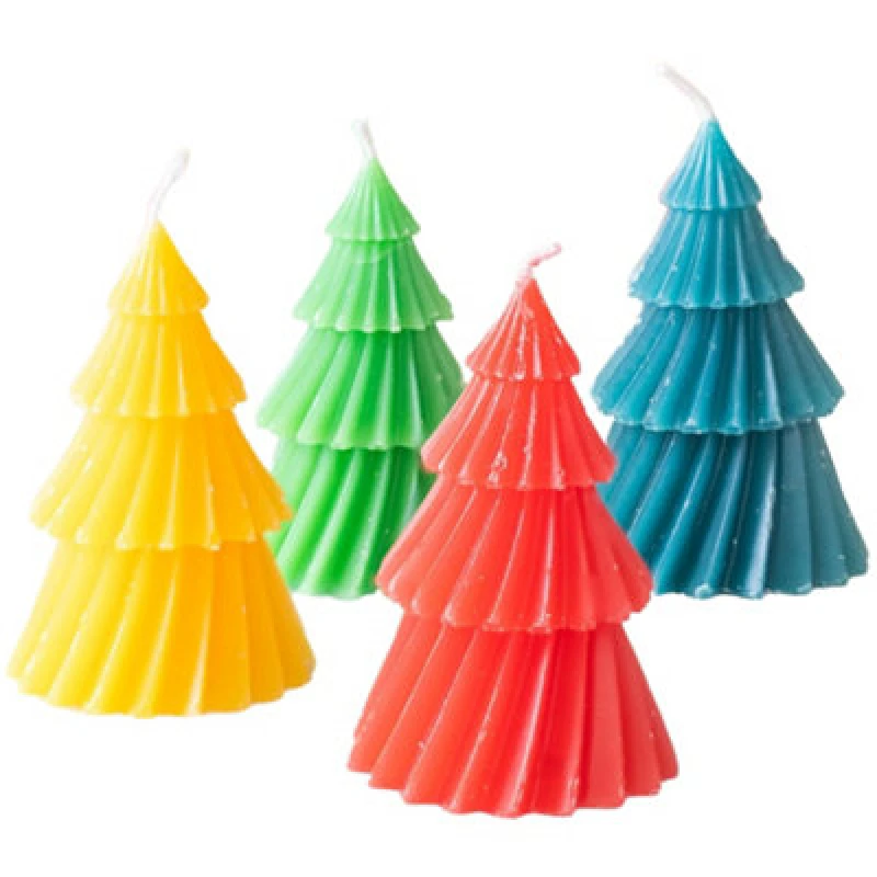 Image of Something Different Something Different Christmas Tree Candles (Pack of 4) in Yellow Yellow One Size Unisex 5063806045038