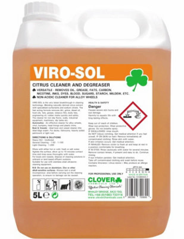 Image of Clover Chemicals Viro-Sol Citrus Cleaner Degreaser 5L