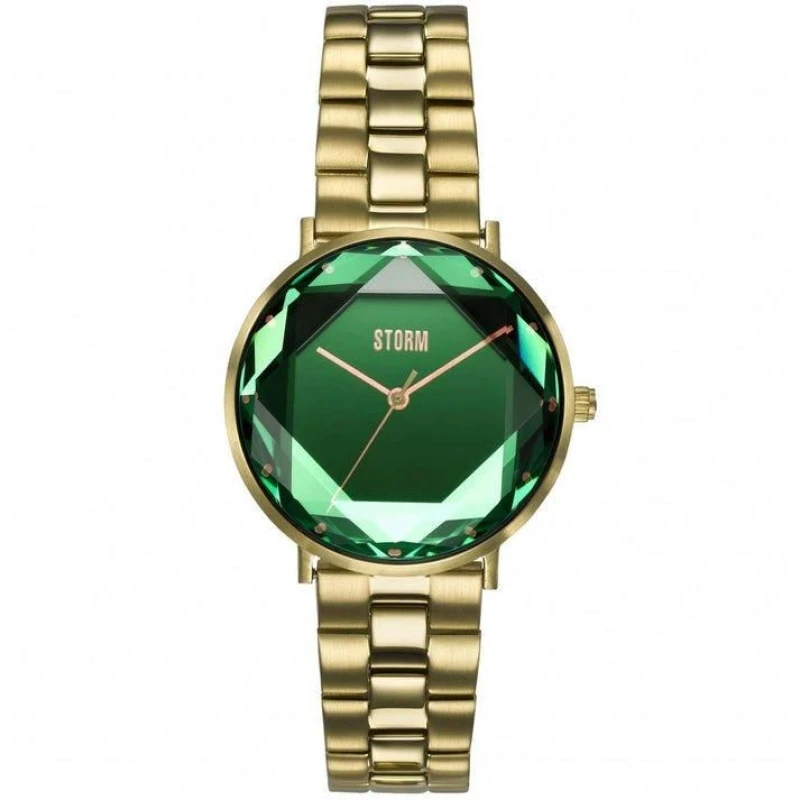 Image of STORM 47504/GD/GR Elexi Lazer Green Dial Gold Stainless Watch