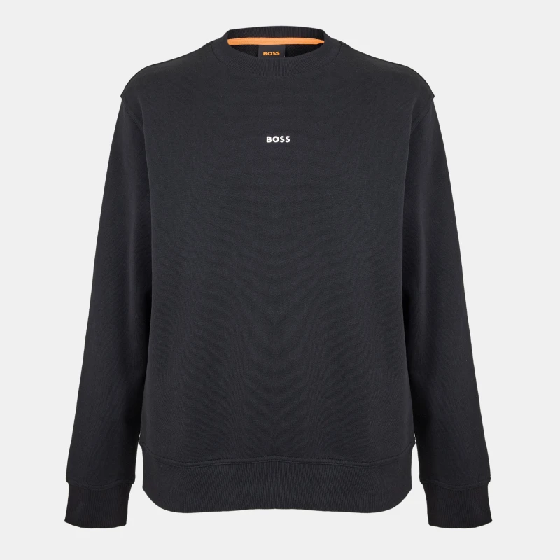 Image of Boss Mens WeSmallcrew Orange Crew Sweatshirt Black male M
