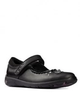 Image of Clarks Kid Sea Shimmer Mary Jane School Shoe - Black Leather, Size 2 Older