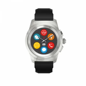 Image of MyKronoz ZeTime Regular 44mm - Brushed Silver/ Black Silicon Flat Watch