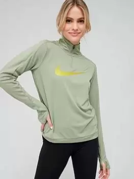 Image of Nike Dri-FIT Swoosh Half Zip Top - Khaki Size M Women