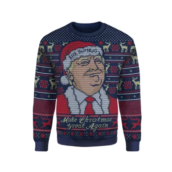 Image of IWOOT Exclusive Donald Trump Knitted Christmas Jumper - Navy - L