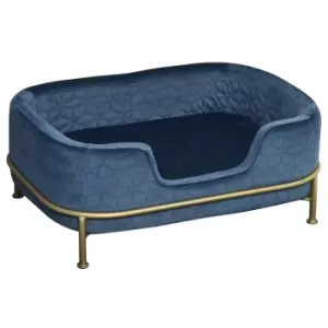 Image of Pawhut Pet Sofa Dog Couch Bed Cat Longer With Metal Base Removable Cushion - Blue