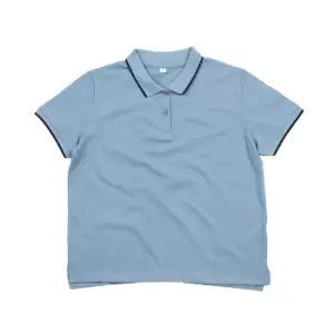 Image of Mantis Womens/Ladies The Tipped Polo Shirt (S) (Light Denim/Navy)