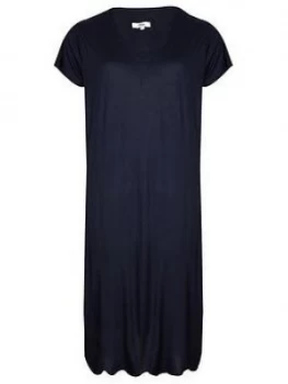 Image of Evans Flutter Sleeve Long Nightdress - Navy