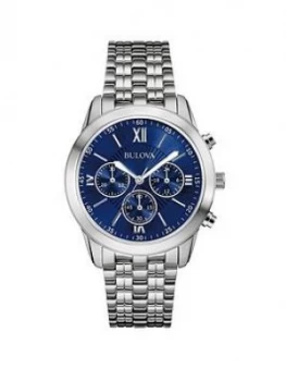 Image of Bulova Blue Sunray Chronograph Dial Stainless Steel Bracelet Mens Watch