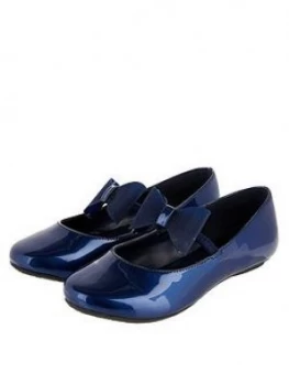 Image of Monsoon Girls Aubree Patent Bow Ballerina - Navy, Size 13 Younger