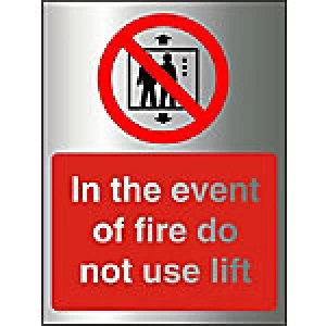 Image of Fire Sign Do Not Use Lift Aluminium 20 x 15 cm