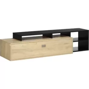 Image of HOMCOM TV Unit Cabinet for TVs up to 32-65 W/ Storage Shelves and Cupboard - Black, Natural