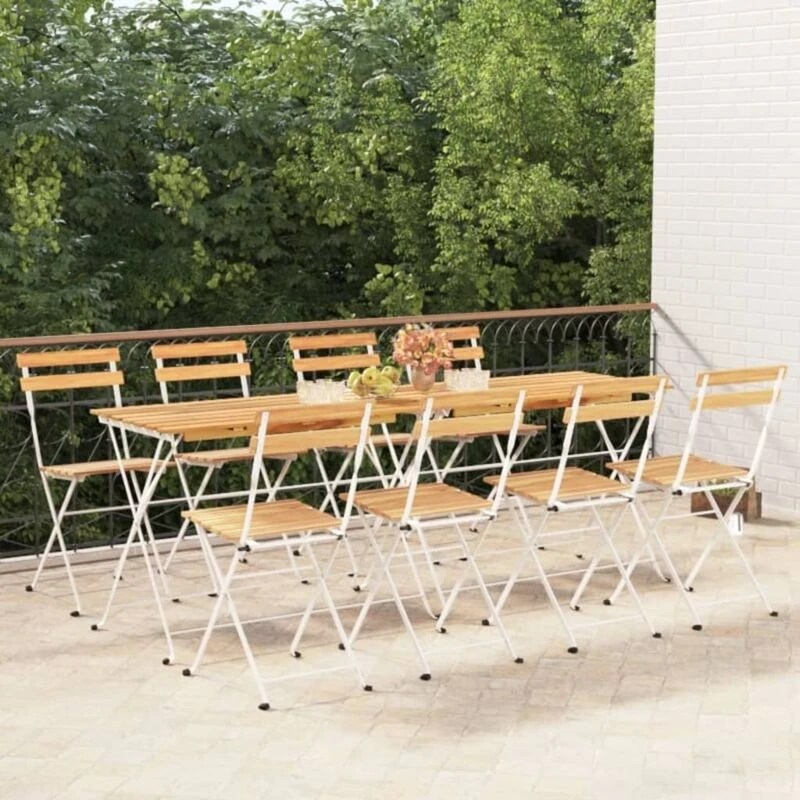 Image of VIDAXL Folding Bistro Chairs 8 pcs Solid Wood Acacia and Steel Vidaxl 8720845666040