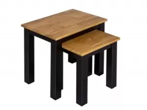 Image of LPD Copenhagen Black and Oak Nest of Tables Flat Packed
