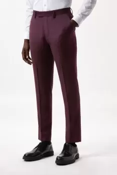 Image of Slim Fit Burgundy Micro Texture Suit Trousers
