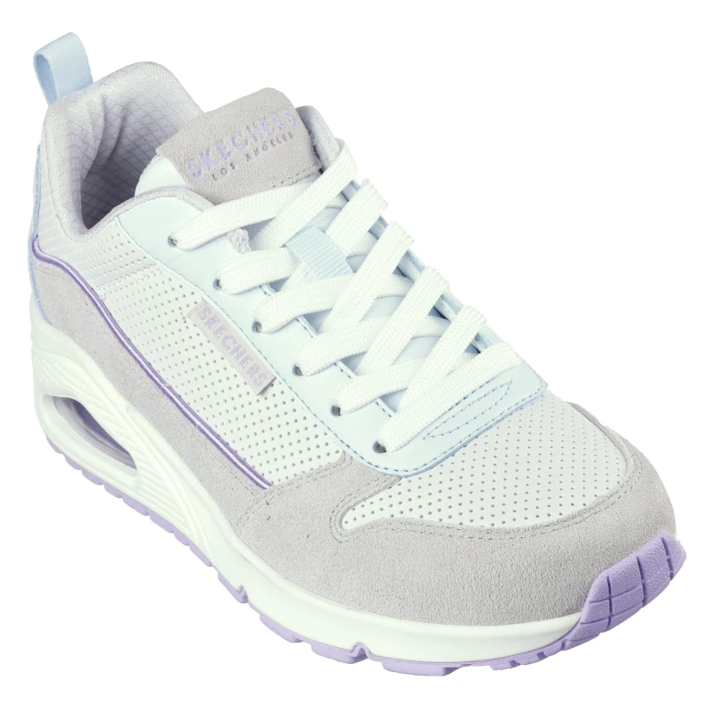 Image of Skechers Suede & Perforated Duraleather Lace Low-Top Trainers Girls Grey/Light Blue female C9 (26.5)