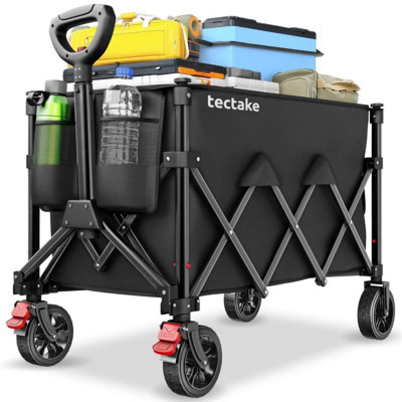 Image of Tectake Folding Trolley Rollrider With Telescopic Handle & Front Swivel Wheels - Black