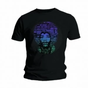 Image of Jimi Hendrix Afro Speech Mens Black T Shirt: Medium