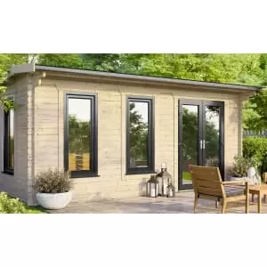 Image of Power Sheds 18 x 10ft Right Hand Door Apex Notched Logs Log Cabin