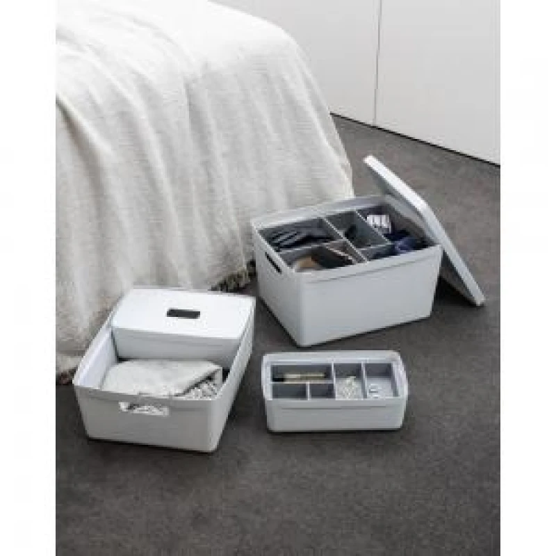 Image of Inabox Inabox Designer Storage Boxes With Lids and Trays Small Value Pack (2 x 5L & 1 x 19L & 1 x 28L & 1 x Small & 1 x Large Tray) Wi
