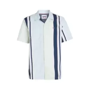 Image of Tommy Jeans Tjm Rlx Ss Stripe Camp Shirt - Green