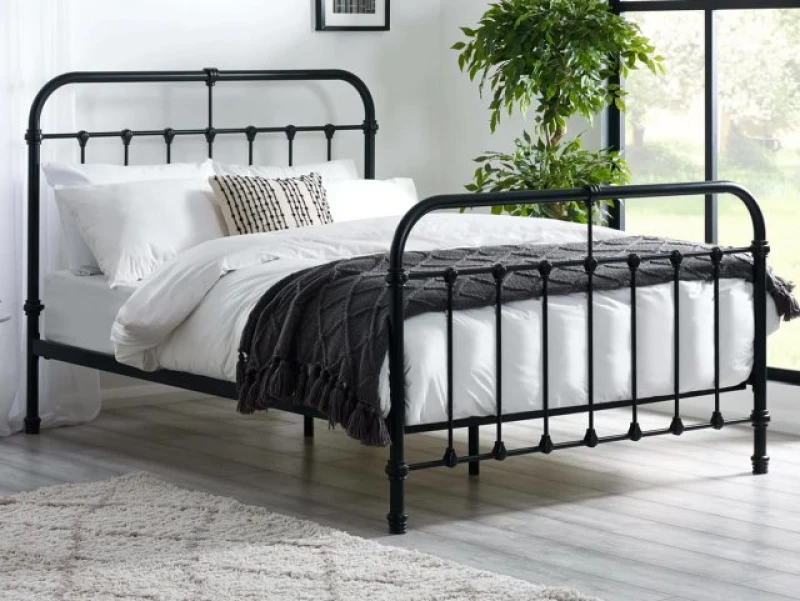 Image of Julian Bowen Logan Black Metal Bed Frame - 4ft6 Double