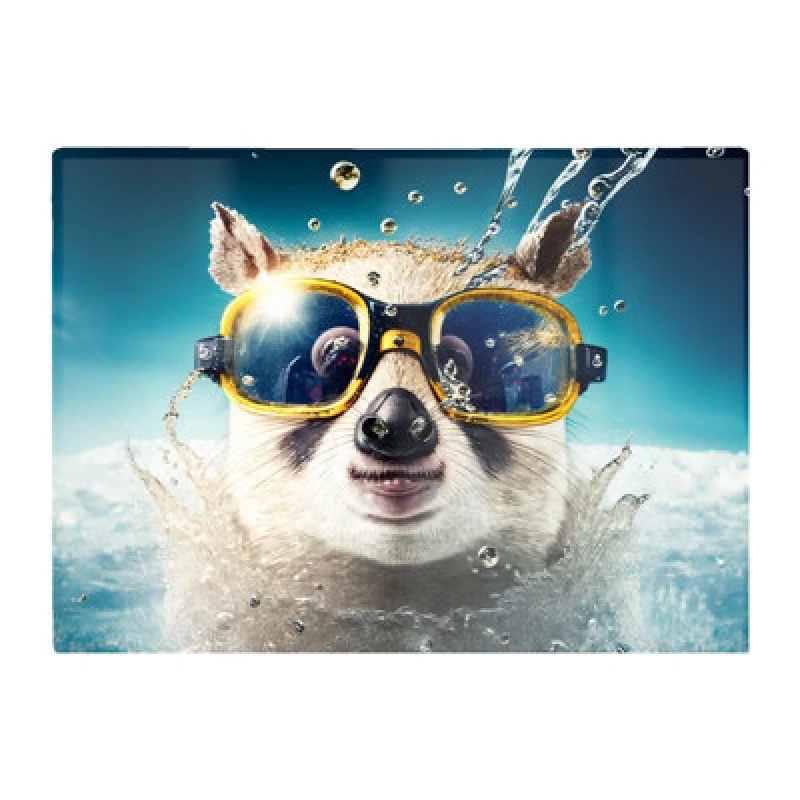 Image of Warren Reed Designer Dormouse With Glasses Splashart Glass Chopping Board